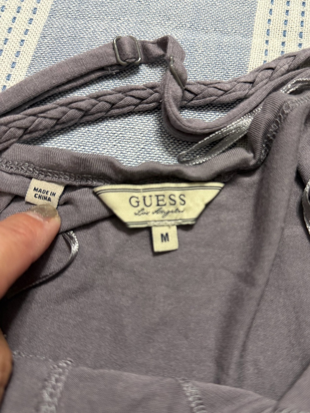 GUESS Georgina Ruffle Top- Gray-Lavender - Picture 5 of 9
